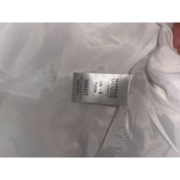 Marks & Spencer PETITE Cotton Rich Blazer 8 Petite Navy One-Button Stretch Lined - Picture 4 of 7